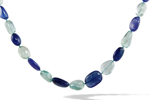 Aquamarine and Tanzanite Tumbler Necklace