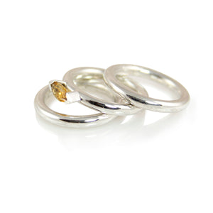 KenSuJewelry Band Triple Stuck Smooth Polished Rings with Citrine 