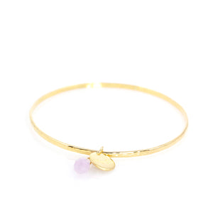 KenSu Jewelry silver bangle gold plated with amethyst charm hand made jewelry