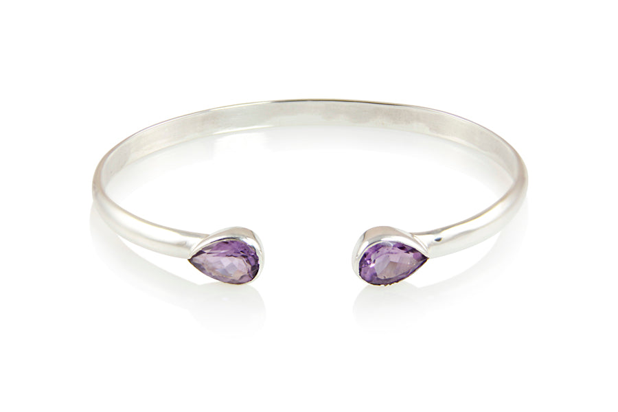 KenSuJewelry Bangle with Amethyst Drop Stones
