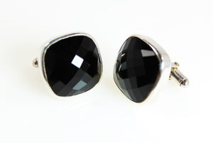 KenSu Jewelry Black Onyx Silver Cuff Links Hand Made Jewelry