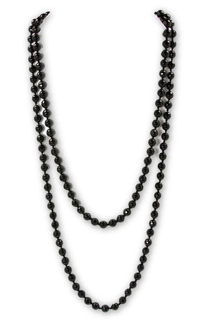 Necklace - Beaded Black Onyx 56"