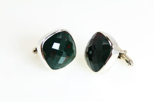 Mens Collection - Cuff Links Blood Stone Sterling Silver