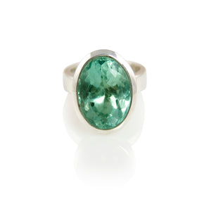 KenSuJewelry Bowl Ring Oval Vertical Green Fluorite 