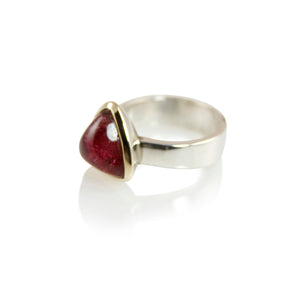 KenSuJewelry Bowl Ring with 14kt. Gold Border and Triangle Tourmaline 