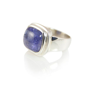 KenSuJewelry Bowl Ring with Thick Border and Square Tanzanite