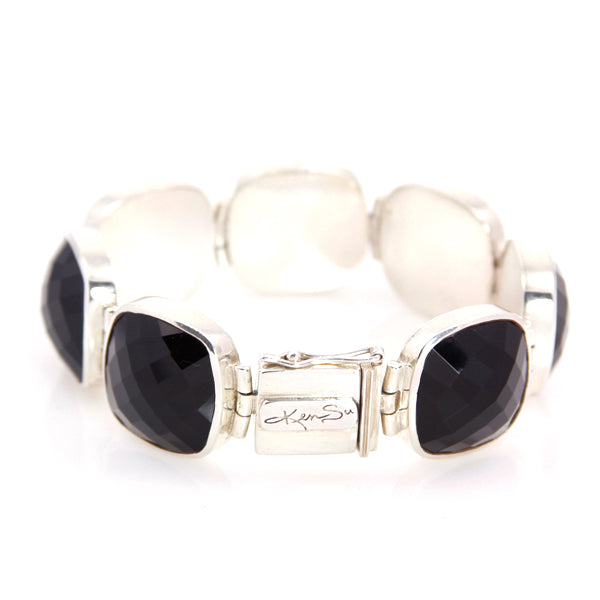 KenSu Jewelry Sterling Silver Bracelet with Black Onyx - Signature Collection Hand Made Jewelry