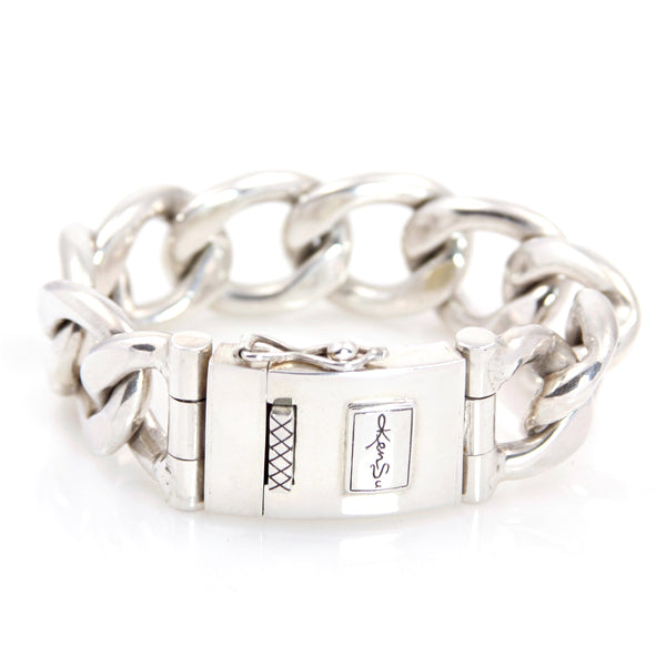 Bracelet Chain Sterling Silver Mens Unisex Chunky Links KenSu Jewelry