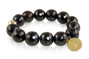 KenSuJewelry Bracelet with Black Onyx Beads and Silver GP Spacer