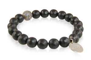 KenSuJewelry Bracelet with Black Onyx Beads and Silver Spacer