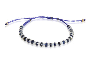 KenSuJewelry Bracelet with Blue Sapphire and Rainbow Moonstone Roundel Beads