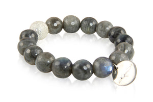 KenSuJewelry Bracelet with Labradorite Beads and Silver Spacer