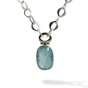 Aquamarine Chain Pendant Necklace Close Up