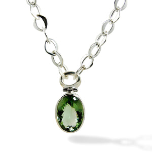 Chain Pendant Necklace with Green Amethyst
