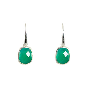 KenSuJewelry Dangle Earrings with Green Agate 