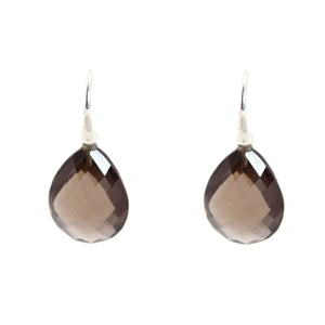 KenSu Jewelry Drop Earrings - with Smokey Quartz Signature Collection Hand Made Jewelry