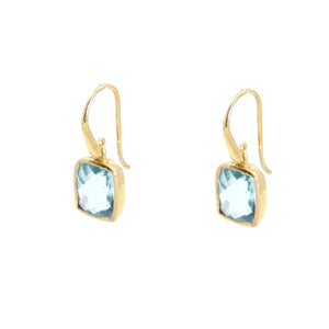 KenSu Jewelry Dangle Earrings - with H. Blue Topaz and Gold Plated Signature Collection Hand Made Jewelry