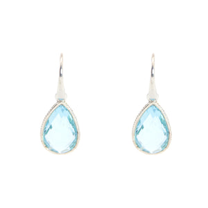 KenSu Jewelry Drop Earrings - with Blue Topaz Framed Hand Made Jewelry