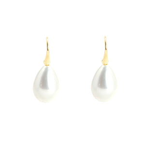 KenSu Jewelry Drop Earrings - with White Swarovski Pearl and Gold Plated Hand Made Jewelry