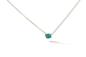Gold Filled Chain Necklace with 9ct. Gold Framed Blue Opal