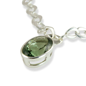 Chain Pendant Necklace with Green Amethyst