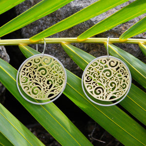KenSu Jewelry Round Dangle Earrings - with Gold Plated Design Hand Made Jewelry