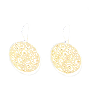 KenSu Jewelry Round Dangle Earrings - with Gold Plated Design Hand Made Jewelry