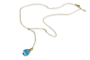 Gold Filled Necklace with Blue Topaz Pendant