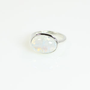 Ring - Bowl Moonstone Oval Cut Sterling Silver