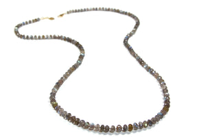 Necklace - Beaded Labradorite Stones 34"