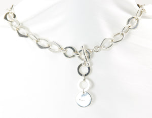 Necklace - Pendant & Handmade Link Chain Smokey Quartz Sterling Silver