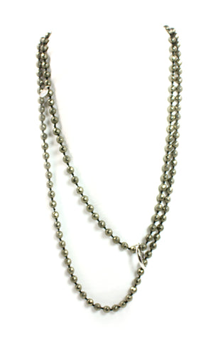 Necklace - Beaded Pyrite Stones 56"