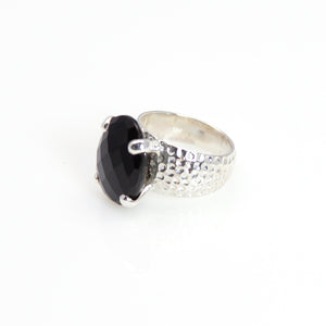 KenSu Jewelry Ring Prong Black Onyx Big Front