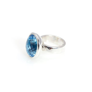 KenSu Jewelry Blue Topaz Bowl Ring Sterling Silver