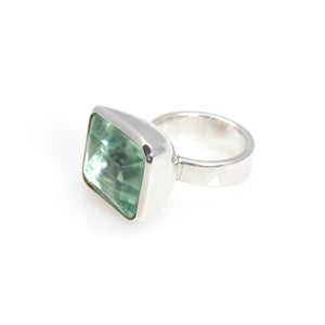 Ring - Bowl Fluorite Rectangle Step Cut Sterling Silver