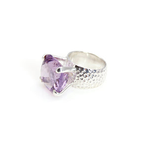 Ring - Prong Amethyst Square Cut Sterling Silver