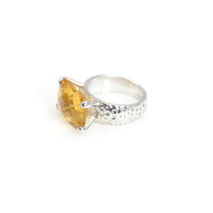 Ring - Prong Citrine Cushion Cut Sterling Silver
