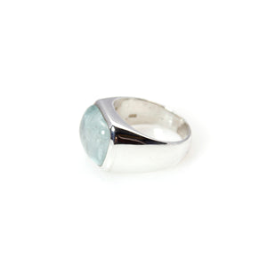 Ring - Signature Aquamarine Cabochon Square Cut Sterling Silver
