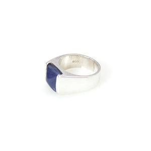 Ring - Diplomat Blue Sapphire Pyramid Cut Sterling Silver - Mens Collection