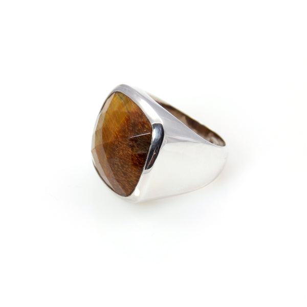 Ring Signature Tiger Eye Square Cut Sterling Silver KenSu Jewelry
