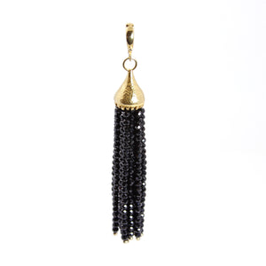 Pendant - Clip On Tassel Black Spinal Gold Plated Sterling Silver