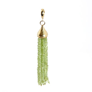 Pendant - Clip On Tassel Peridot Gold Plated Sterling Silver