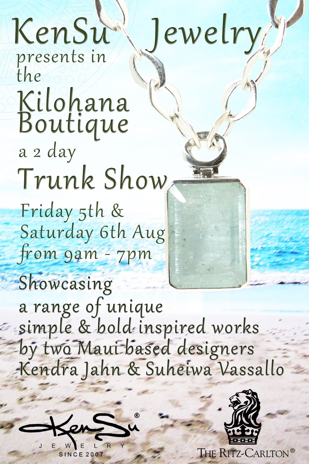 KenSu Jewelry presents a 2 day Trunk Show in the 