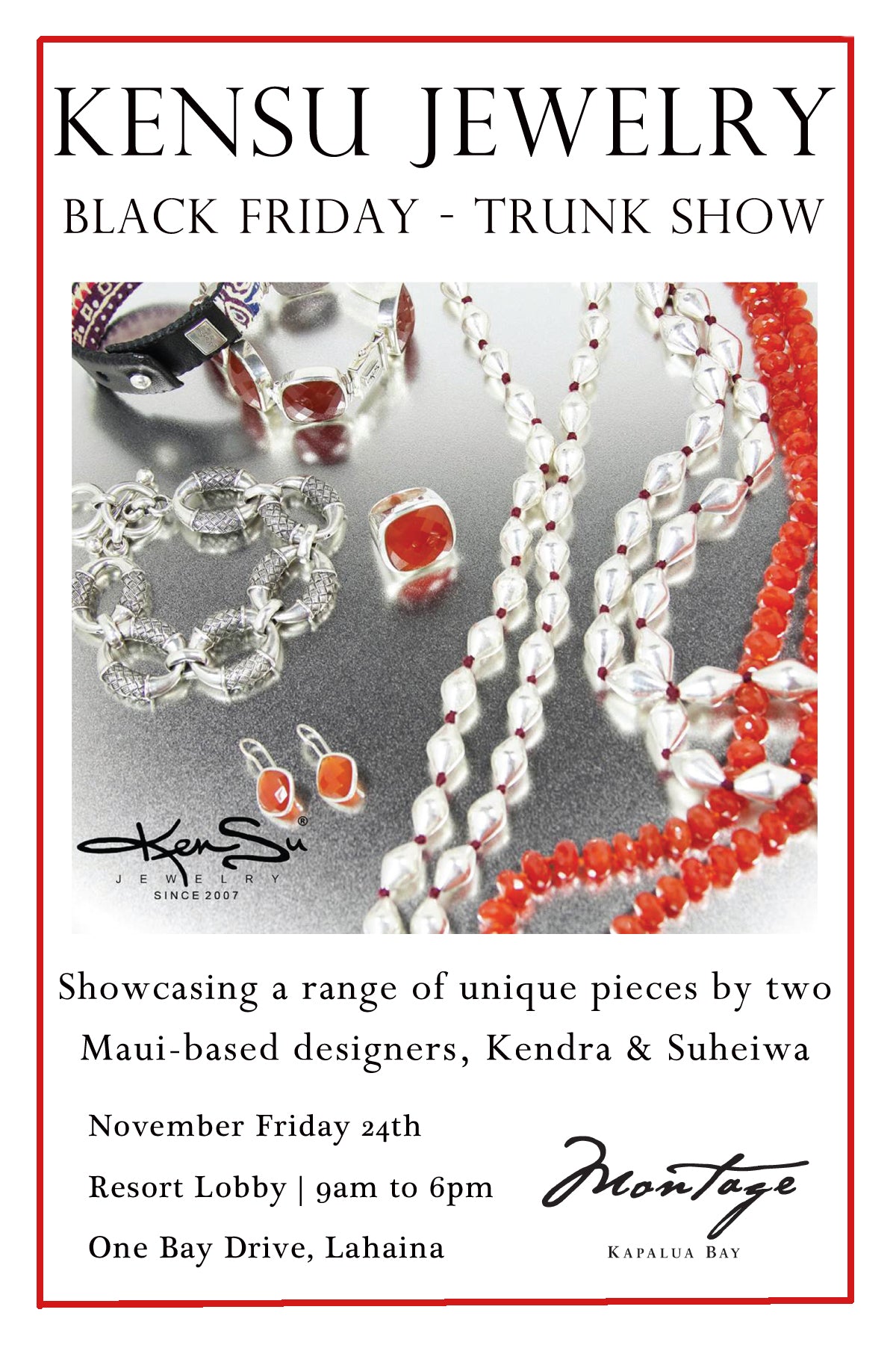 KenSu Jewelry Black Friday Special at the Montage Kapalua Bay Resort Lobby