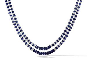 2 Line Tanzanite and Rainbow Moonstone Necklace Front View
