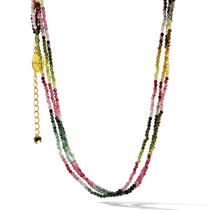 3 Line Mix Tourmoline Bead Necklace