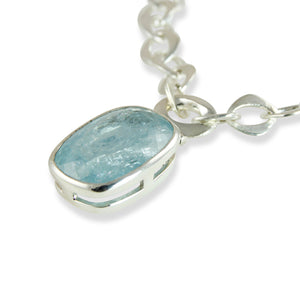 Aquamarine Chain Pendant Necklace Close Up