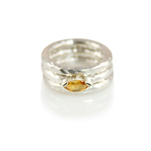 KenSuJewelry Band Triple Stuck Rings with Citrine 