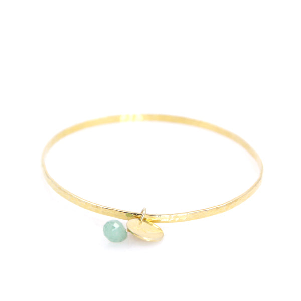 KenSu Jewelry silver bangle gold plated with green aventurine charm hand made jewelry