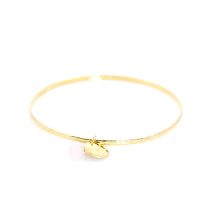 KenSu Jewelry silver bangle gold plated with rose quartz charm hand made jewelry
